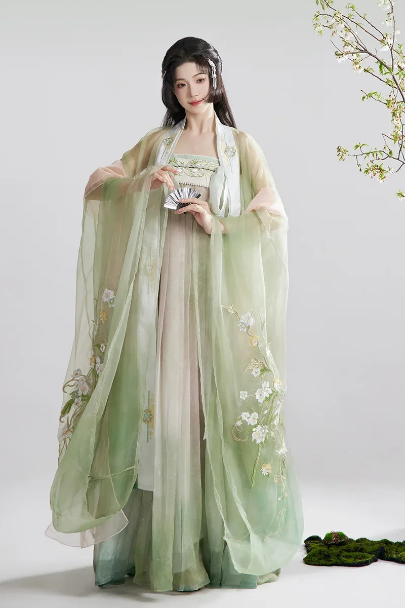 YJ20 Original Hanfu Female Chest-length Big Sleeve Shirt Heavy Embroidery Fairy Tang Suit Spring Summer