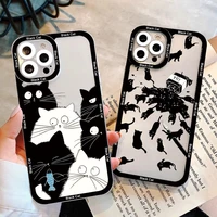 cute black cat clear phone cases for iphone 8 7 plus se 2020 13 12 11 pro max xr x xs cartoon lens protection transparent covers