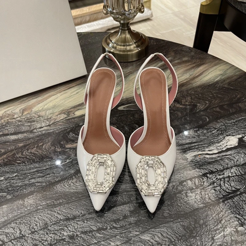 Baotou Sandals Women 2022 New Fairy Silk Rhinestone Single Shoes Pointed Thin Heel 8cm High Heel Shoes Crystal Transparent Shoes