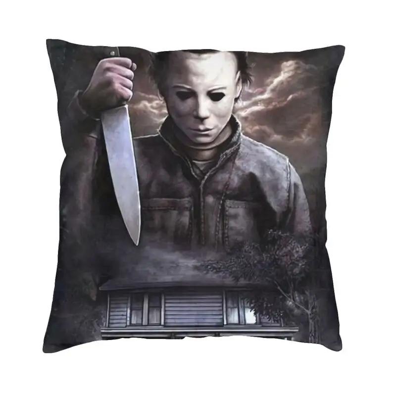 

Fashion Michael Myers Cushion Cover 45x45cm Soft Halloween Horror Movie Throw Pillow Case for Car Square Pillowcase Decoration