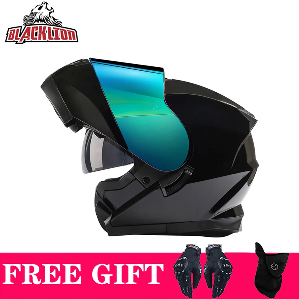 

BlackLion-162 Modular Motorcycle Helmet Flip Up Men Woman With Dual Visor Capacete Full face Helmet Casco Moto ascos para DOT