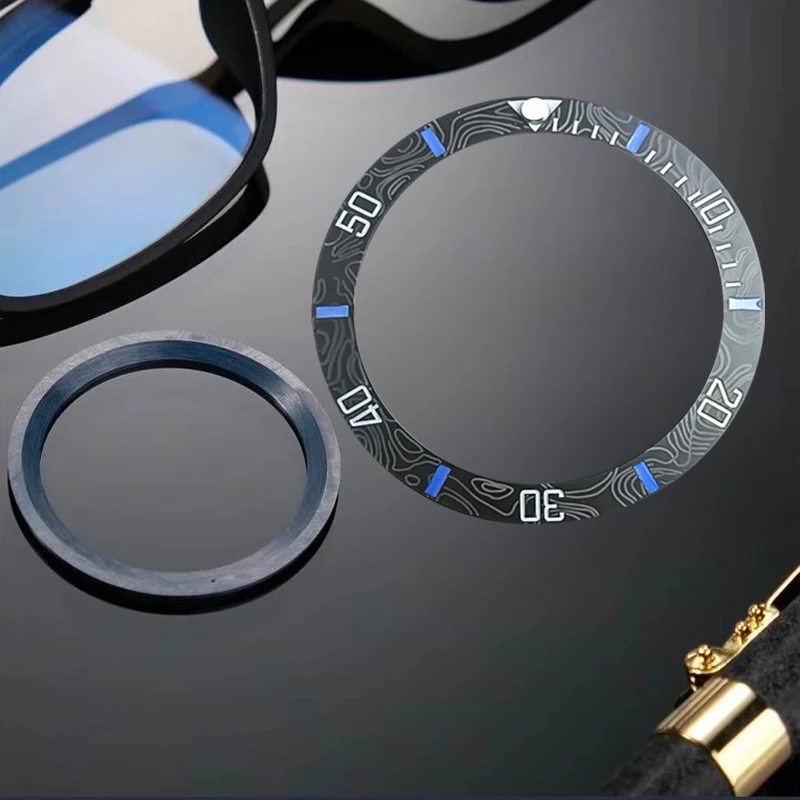 38 мм безель из углеродного волокна пескоструйный наклон керамический зеленый