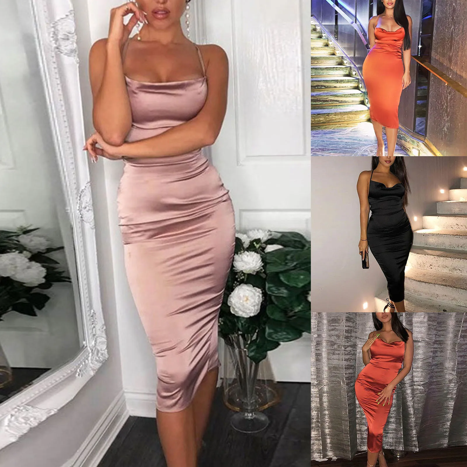 

Однотонное облегающее женское платье с открытыми бедрами и воротником, цветное привлекательное модное женское платье с запахом на спине