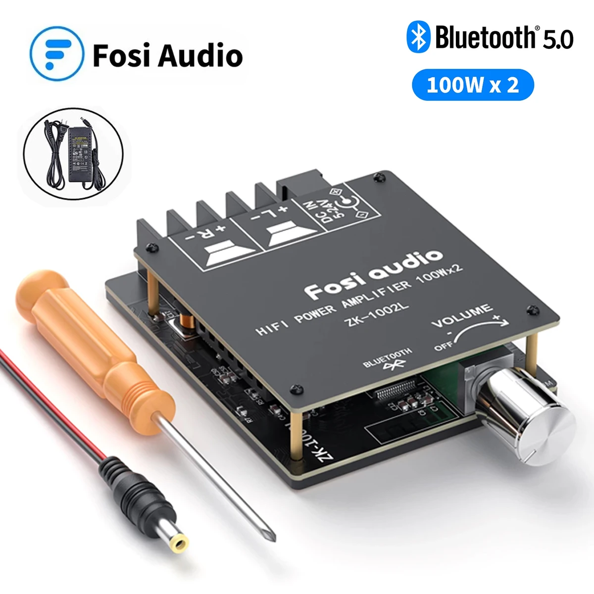 

Fosi Audio ZK-1002L Power Audio Amplifier Board Class D Home Music Wireless Stereo Bluetooth 5.0 Digital Amp Module 100Wx2