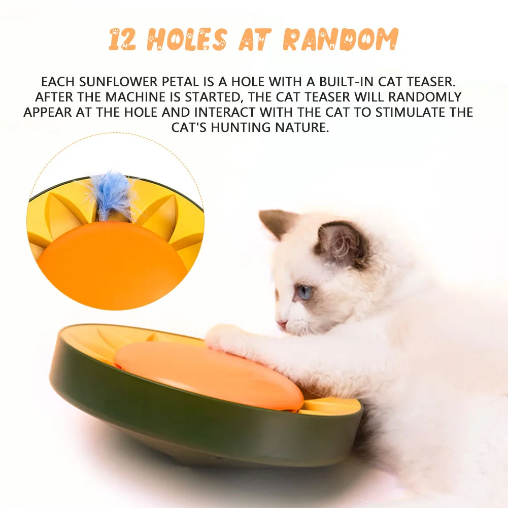 

Smart Sensing Sunflower Cat Toy Automatic Cat Stick Interactive Training Toys Electric Cat Toy Simulation Sunflower Durable nerg