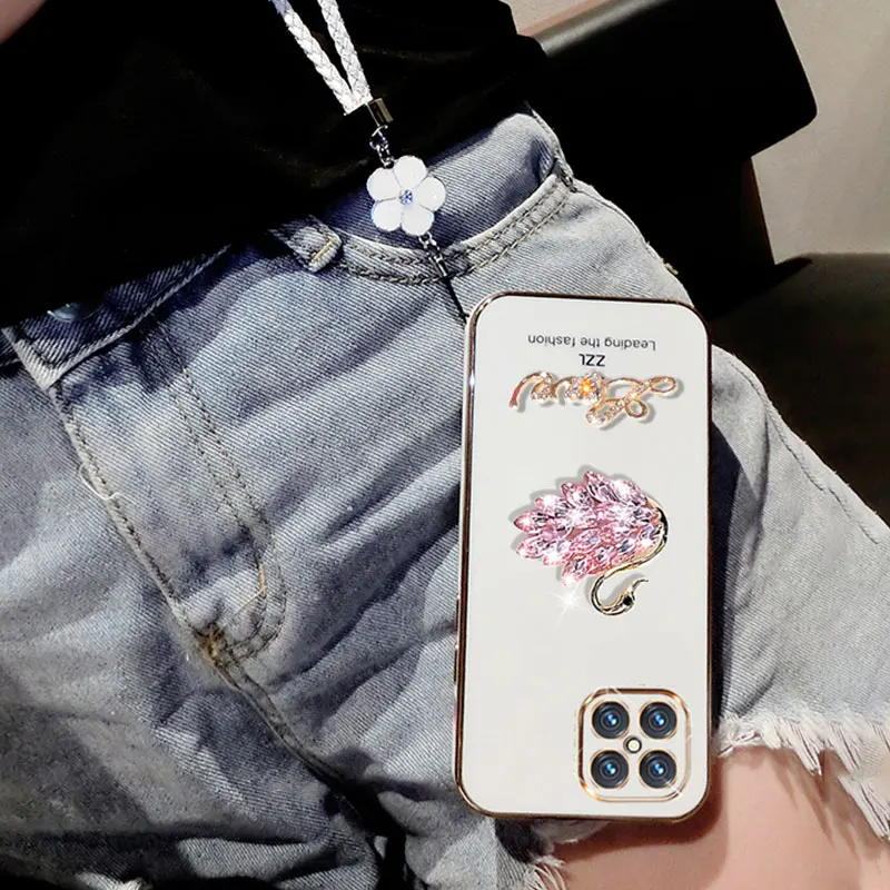 Чехол для Honor X8 с кристаллами лебедя Huawei x8 2022 X8a x7a x7 x5 x6 x9 противоударный защитный