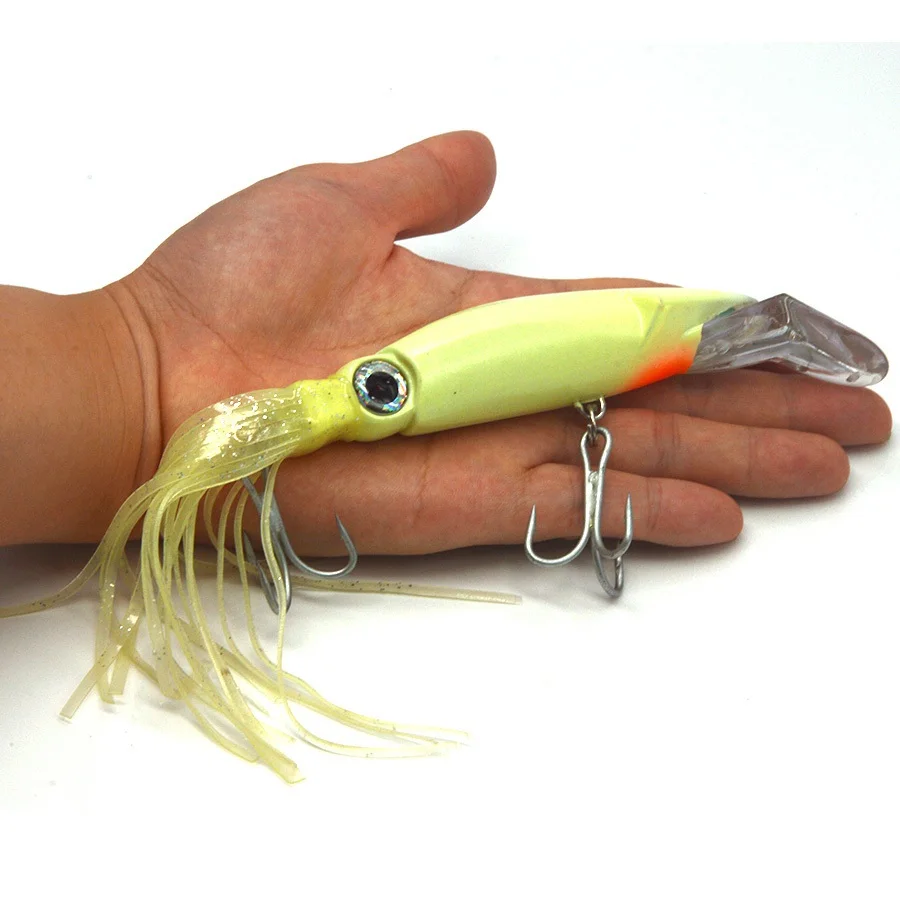 

1PCS Luminous Fishing Lures Rubber Squid Skirts Octopus Tuna Sailfish Baits Sea wobbler silicone lure High Carbon Steel Hooks