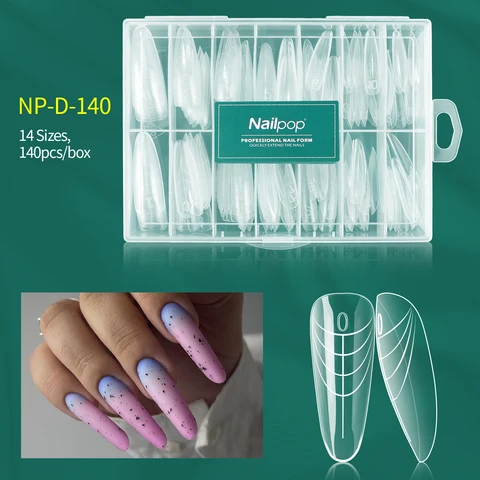 Формы для наращивания ногтей Nailpop, двойной формы, многоразовые, 70/140 шт