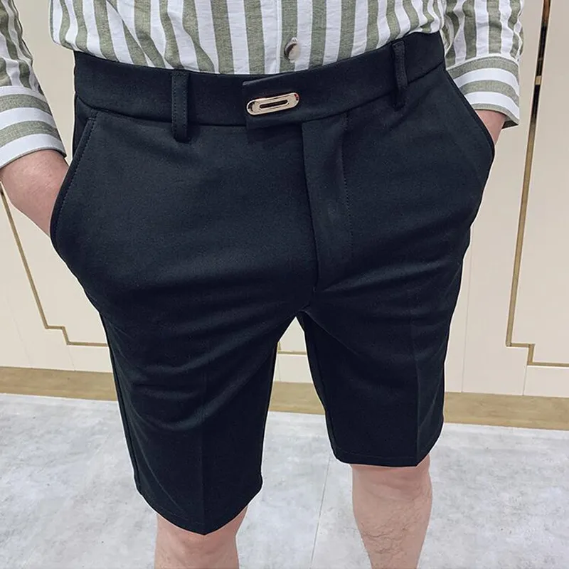 2022 Brand Clothing Summer Suit Shorts Men Straight Business Formal Wear Slim Fit Casual Short Homme Knee Length Quality 28-36