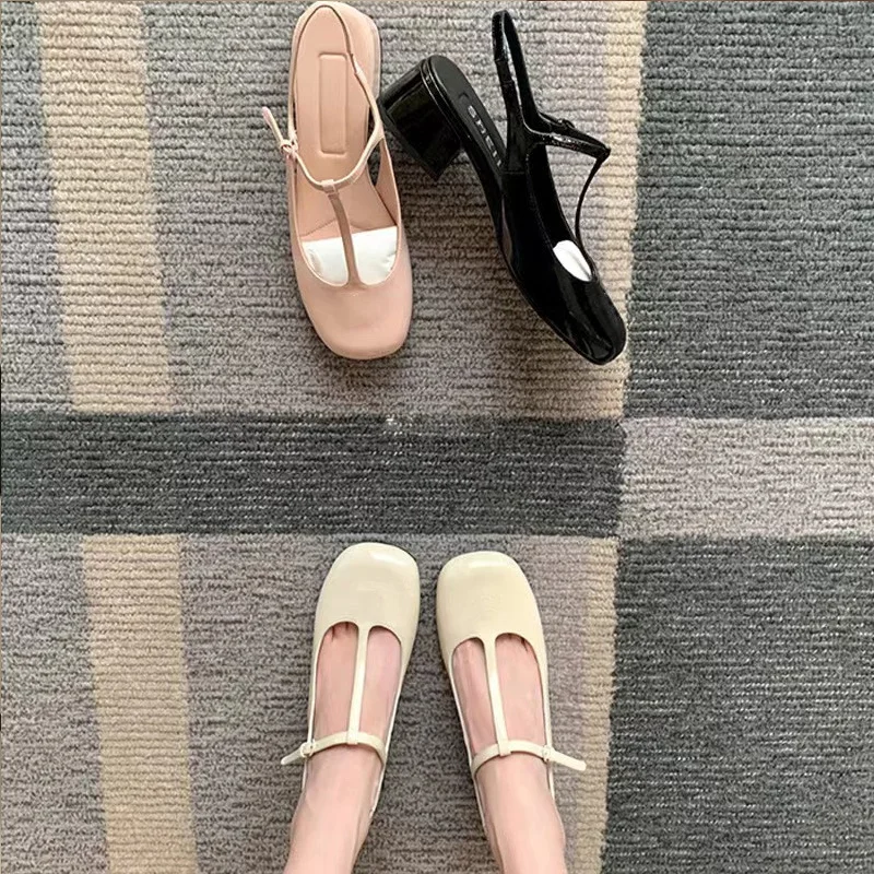 Loafer 2023 New Thick Sole Retro English Small Leather Shoes Square Toe Thick Heel Shoes Academic Style