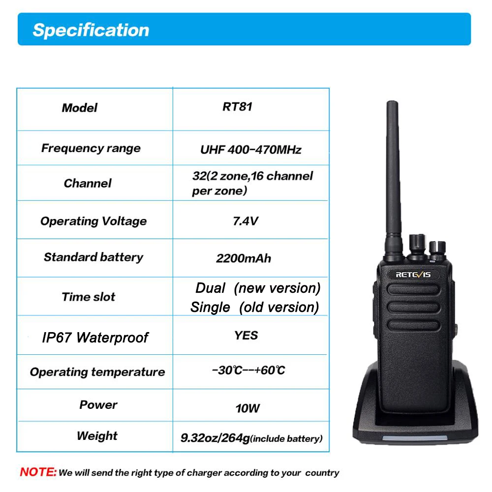 retevis rt81 dmr digital walkie talkie 2 pcs powerful long range walkie talkie 10w waterproof portable two way radio for hunting free global shipping