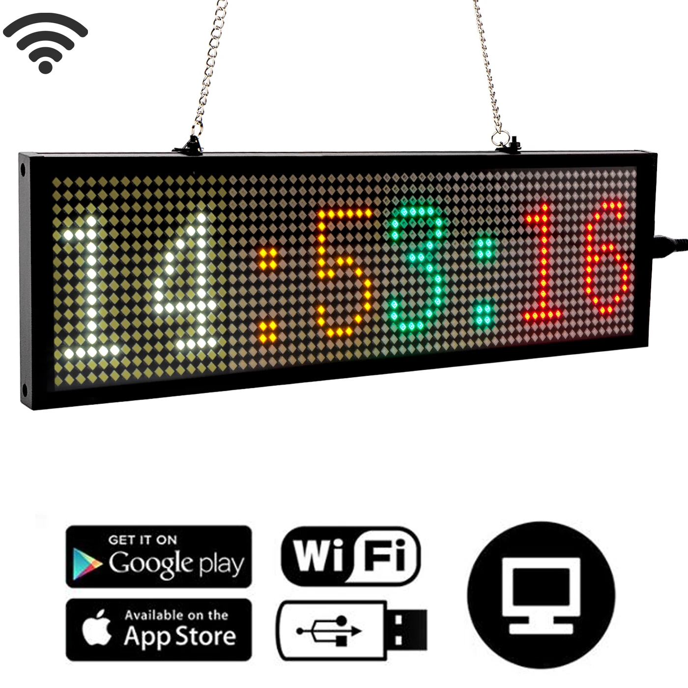 34CM P5 SMD WIFI Programmable LED Display Panel, Car 12v Use Need to Increase the Cigarette Lighter and USB Extension Cable
