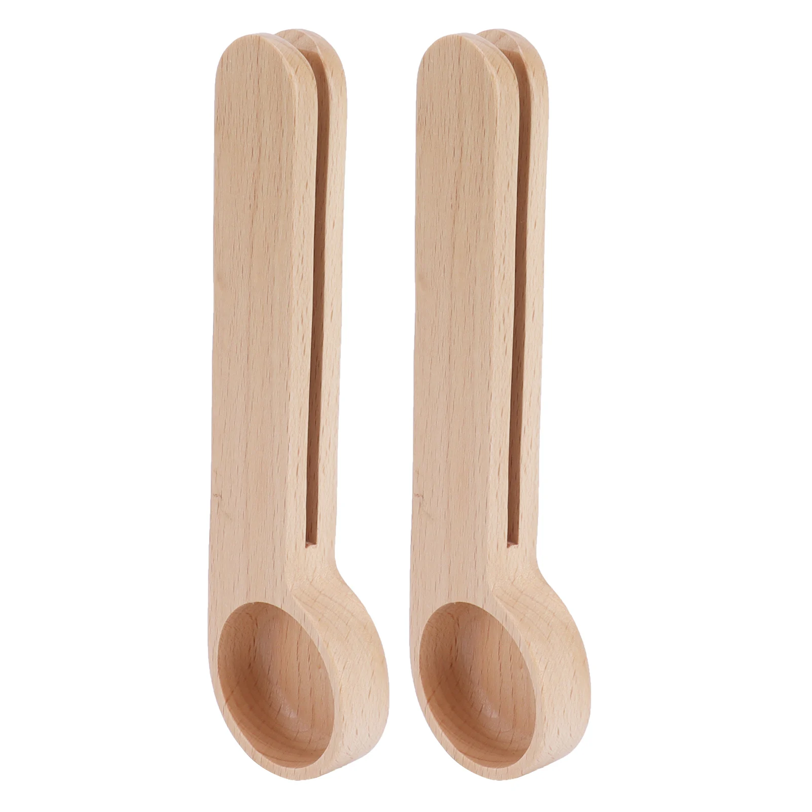 

2PCS 2in 1 Wood Coffee Clip Scoop Food Snack Sealing Clip Tea Coffee Bean Measuring Spoon