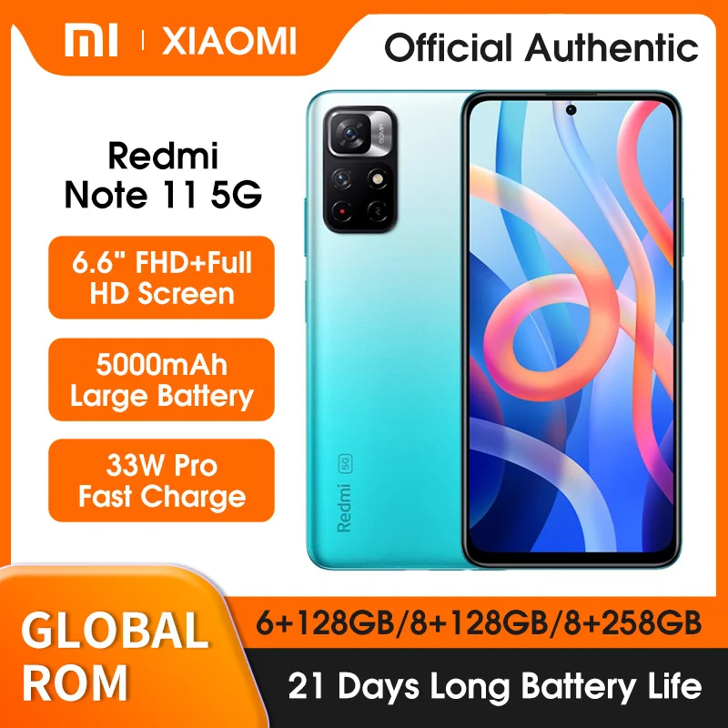 

Global Rom Xiaomi Redmi Note 11 5G Smartphone 6.6'' FHD 90Hz Dimensity810 Octa Core 5000mAh Battery 33W Fast Charge Mobile Phone