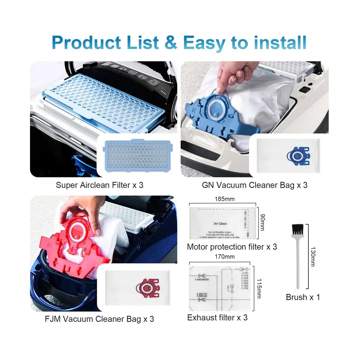 Набор аксессуаров для пылесоса S8340 Compact C1/C2 Complete C2/C3 3-HA 50 HEPA-фильтров мешки