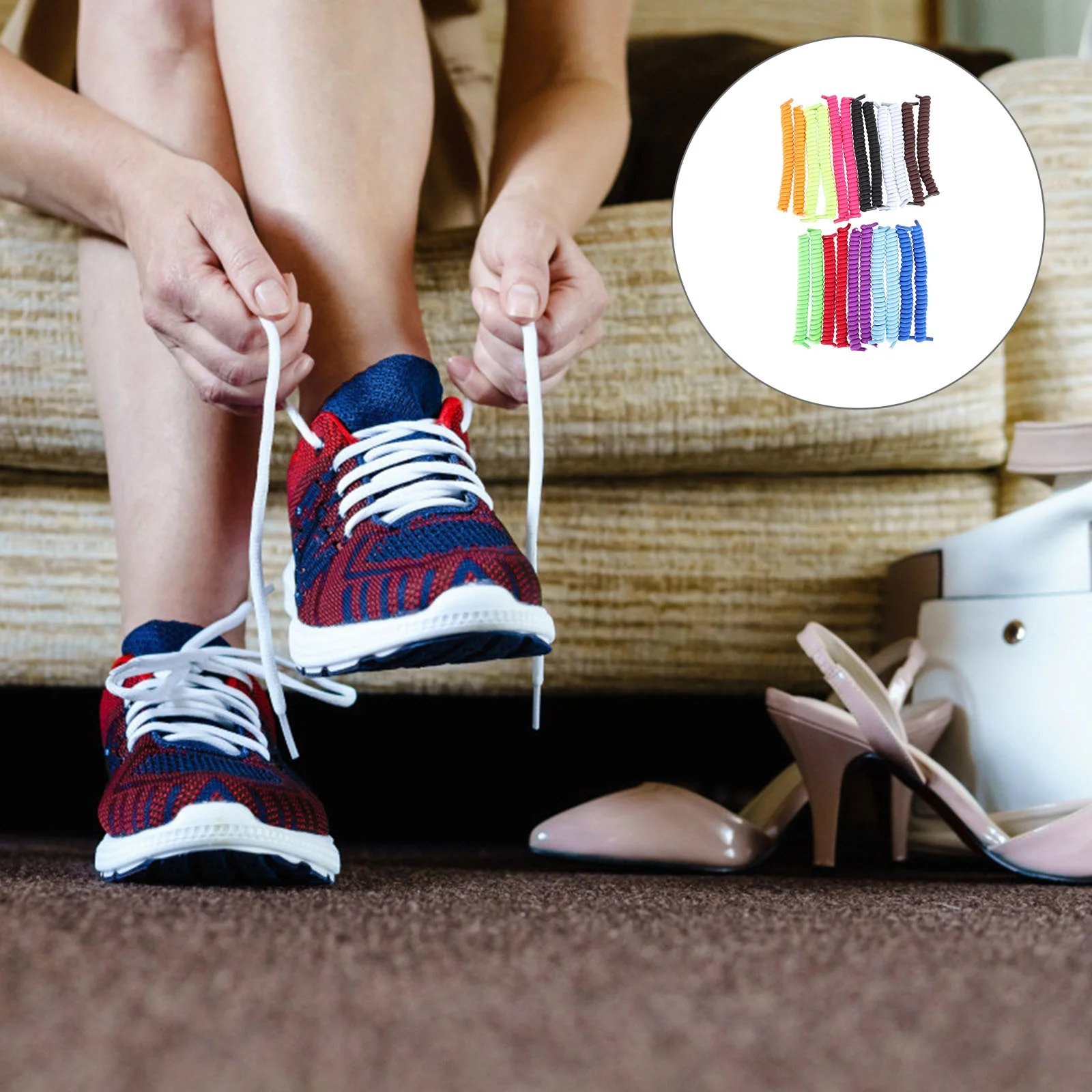 11 Pairs Free Spring Laces Stretch Sneakers Simple Shoelaces Practical Casual Shoes Elastic Polyester