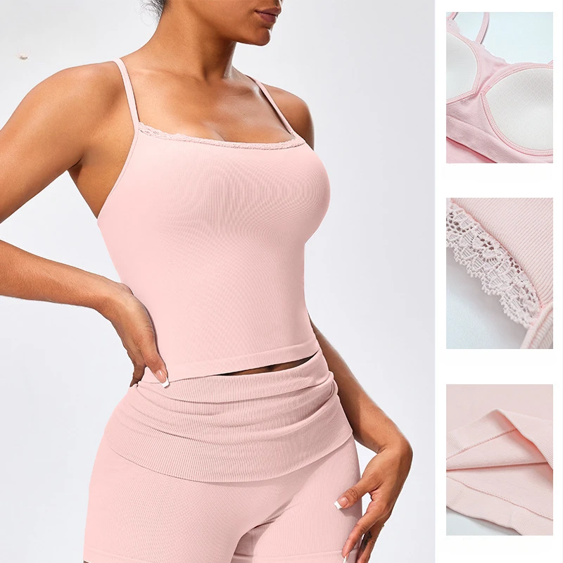 Lemoneno Кружевной жилет для йоги из полиэстера