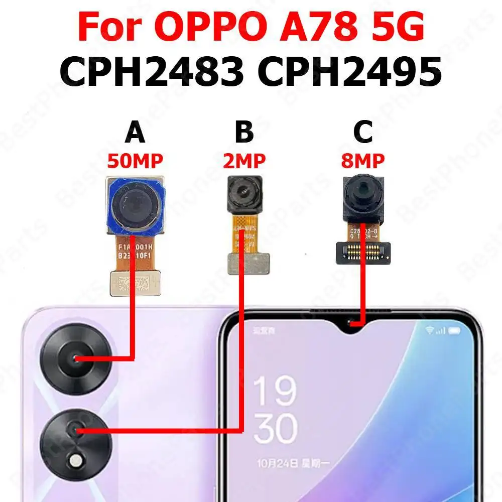 Задняя передняя камера для OPPO A78 5G CPH2483 CPH2495, передняя фронтальная камера для селфи, модуль задней камеры, детали мобильного телефона (art.: 3920d439b79af) - 3920d439b79af