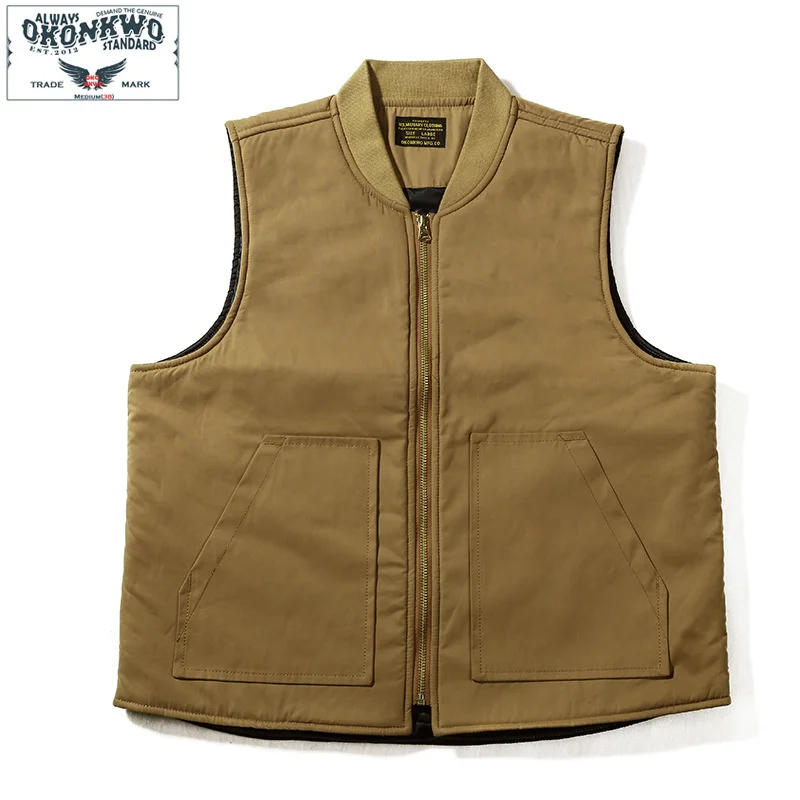 

New OKONKWO Japanese Wool Sand Vest Outdoor Climbing Training Combat Camping Men's Waterproof Thickened Warm Cotton Waistcoat