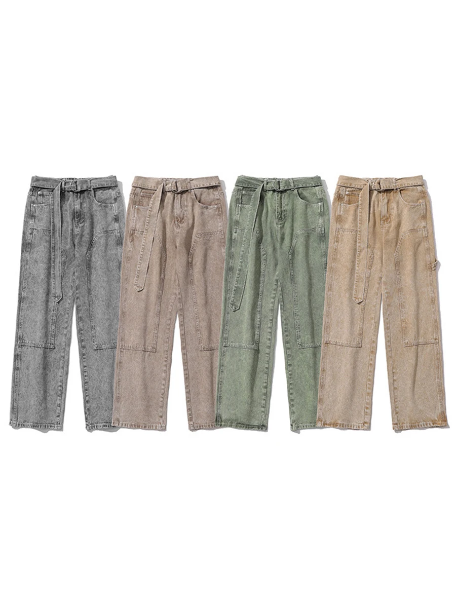 European and American Men's Fashion Trend High Street Jeans Men Retro American Y2k Men Jeans Design Wide Leg Pants Ins Hot Sale