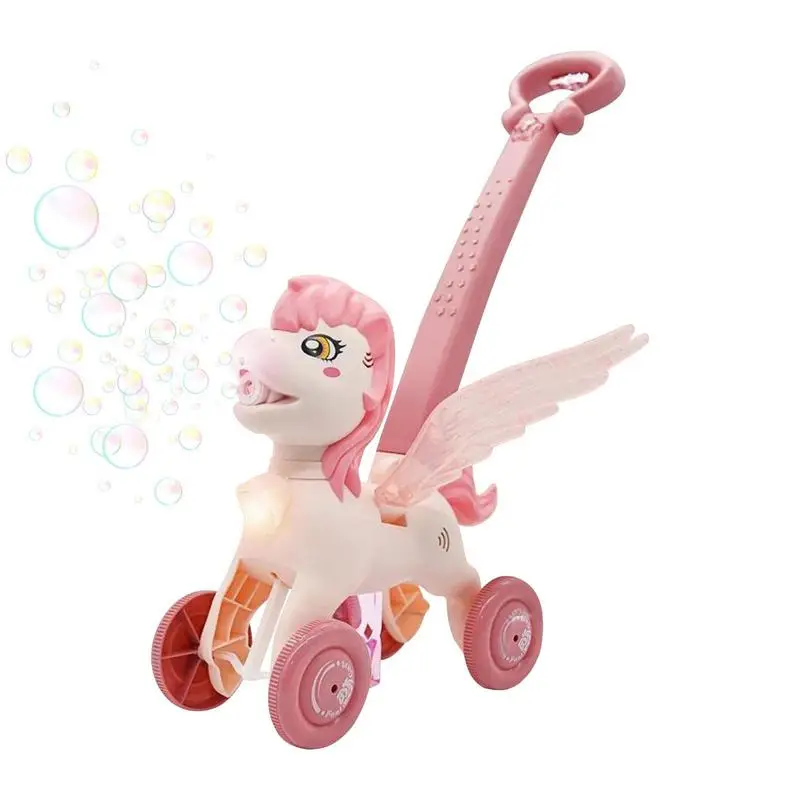 

Toddler Lawn Mower Bubble Blowing Machine With Lights And Music Cartoon Electric Bubbles Blowing Push Cart Toys For 3 4 5 6 7 8