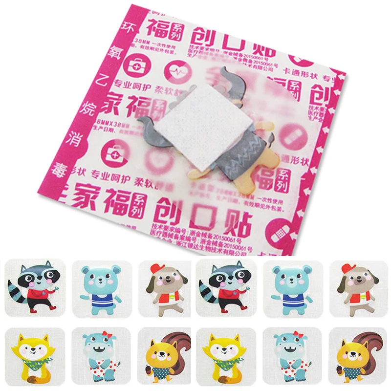 

16Pcs/set Square Waterproof Healing Wound Strips Adhesive Bandage Band Aid Plaster Cartoon Patterned Cute Baby Bandages Stickers