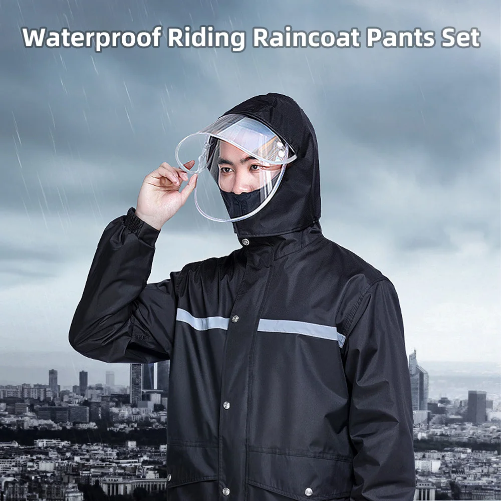 Мотоциклетный дождевик ветрозащитный светоотражающий водонепроницаемый для