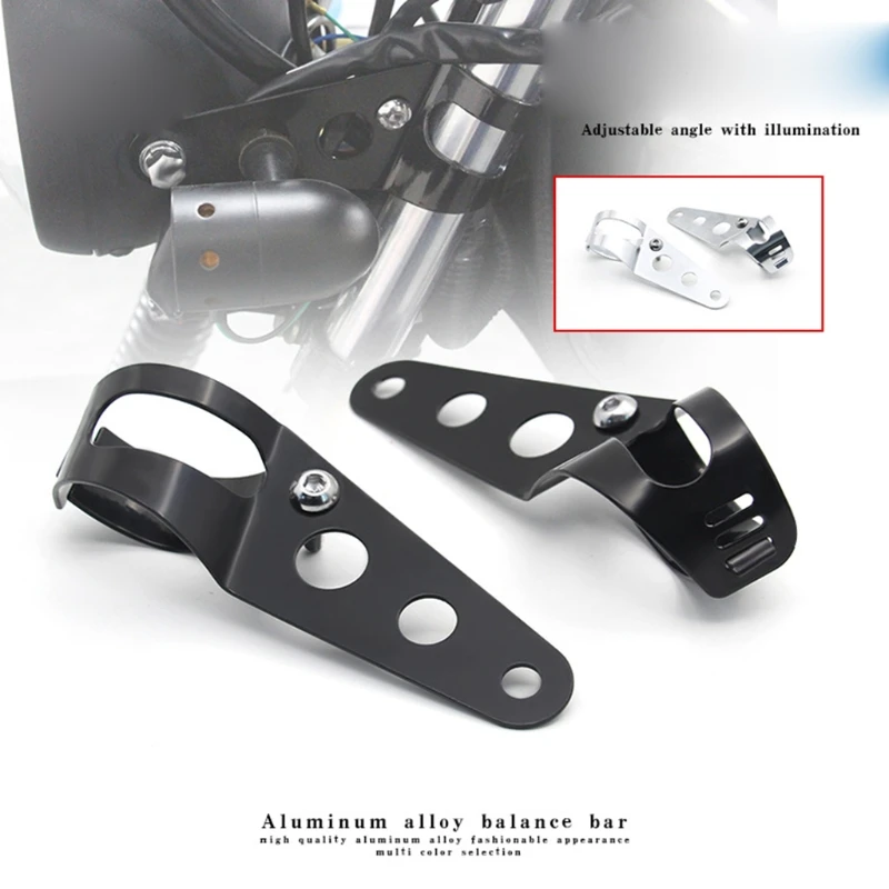 

1 Pair Motorcycle Headlight Mount Brackets for 35mm-43mm Fork Tubes Adjustable Angle Clamps Light Parts Replacement