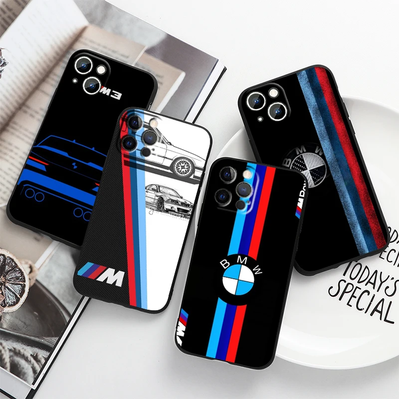 

Red Blue Bmw Car For Apple iPhone 14 13 12 11 Pro Max Mini XS Max X XR 7 8 Plus 6 SE2020 Silicone Black Phone Case Coque Capa