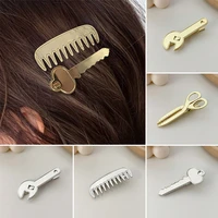 1pc simple scissors comb hair clip metal hairpin alloy key wrench headwear women gift jewelry
