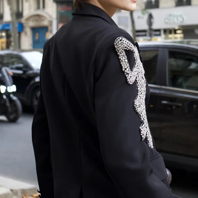 Блейзер BPN женский однобортный со стразами повседневный приталенный двубортный