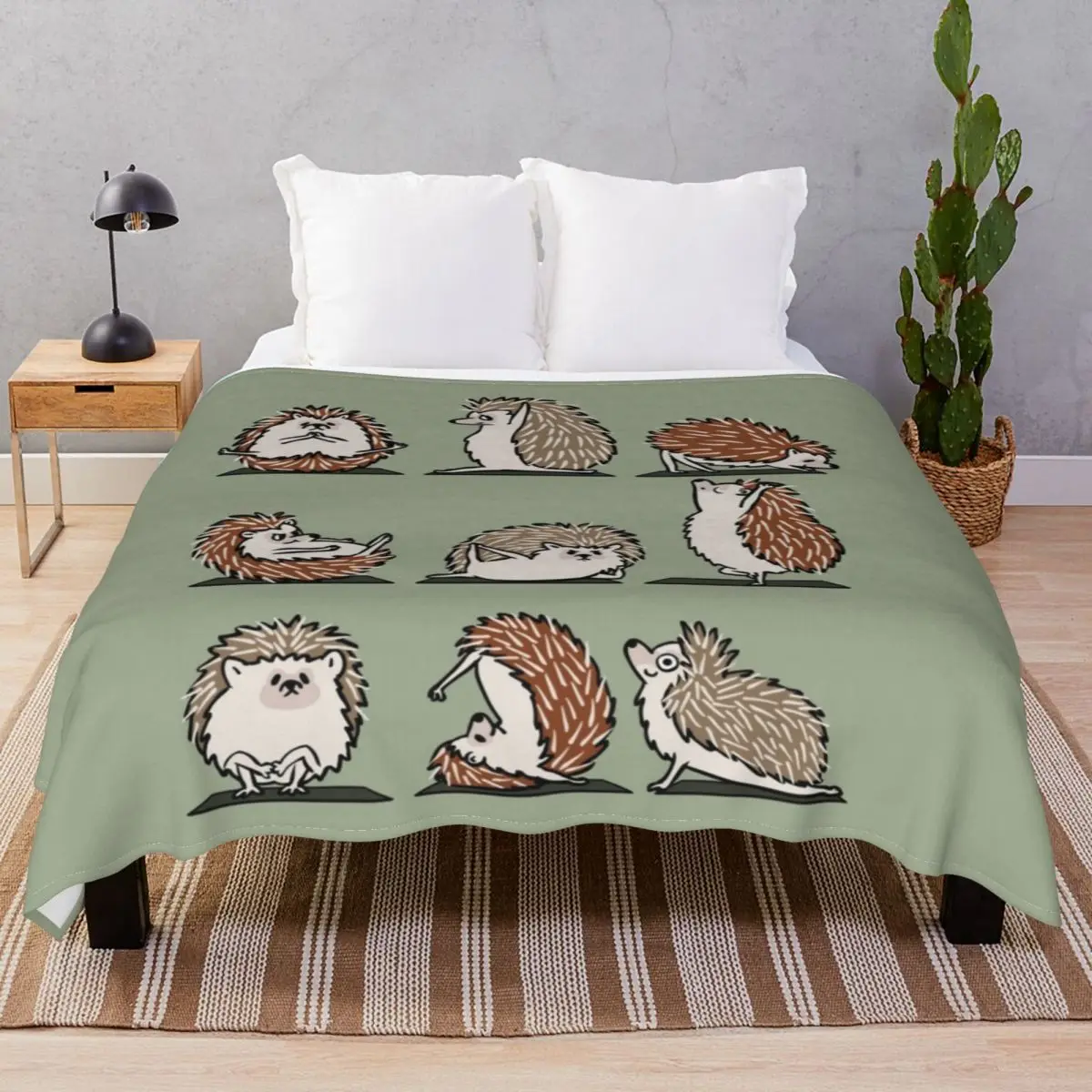 Hedgehog Yoga Blanket Flannel Autumn Super Soft Unisex Throw Blankets for Bedding Home Couch Camp Office