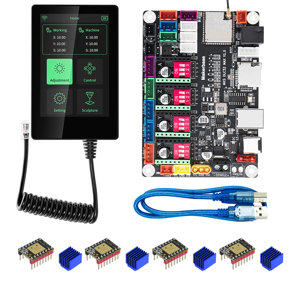 Фото Makerbase MKS DLC32 MAX фрезерный станок с ЧПУ, лазерный гравировальный станок, 4-осевой контроллер, материнская плата для лазерного гравера для работы по дереву TMC2209 №2
