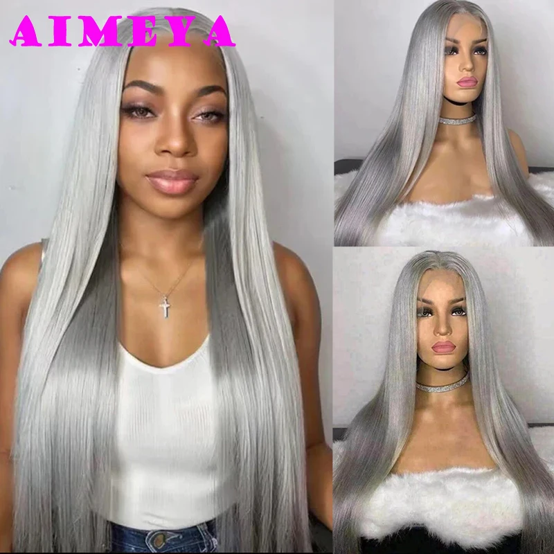 AIMEYA Новинка зеленый длинный шелковый прямой парик 13X 6 кружевной передний