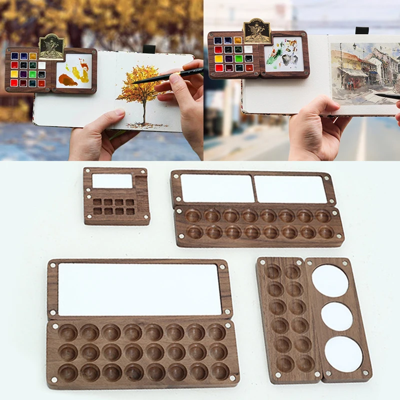 Портативная деревянная палитра акварельных красок коробка ручной работы пустая