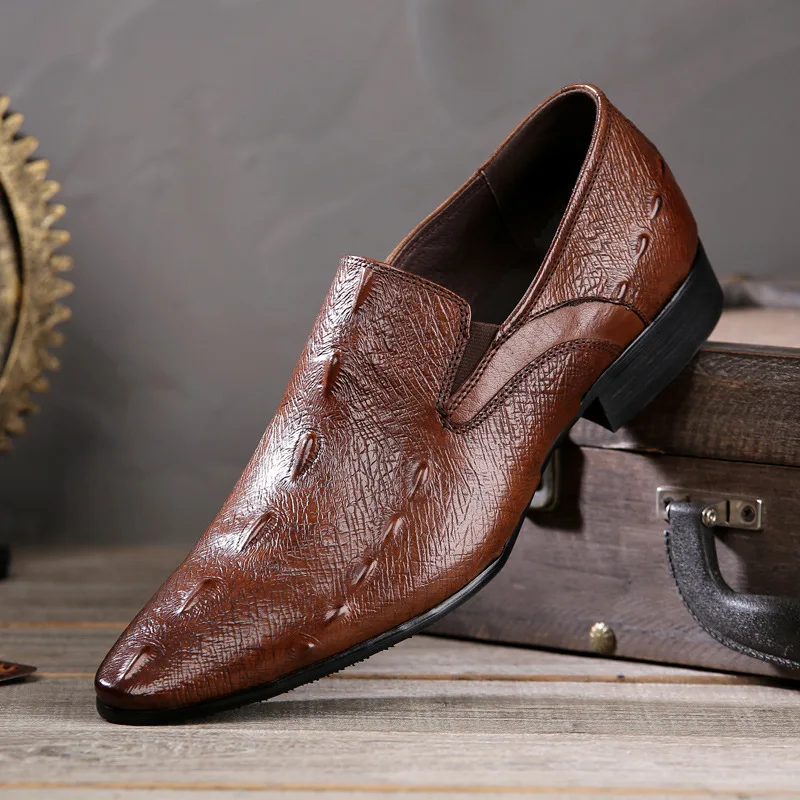 

2022 summer new men's formal shoes British style crocodile pattern business large size leather casual men's shoes