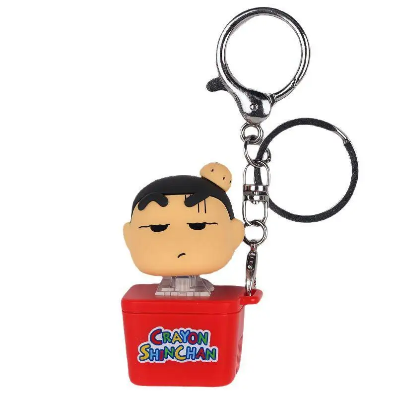 Фото Брелок-подвеска Crayon Shin Chan в виде деревянной рыбки с кнопкой, забавная игрушка-антистресс, милая кукла-подвеска для сумки, креативное украшение для повседневного использования №2