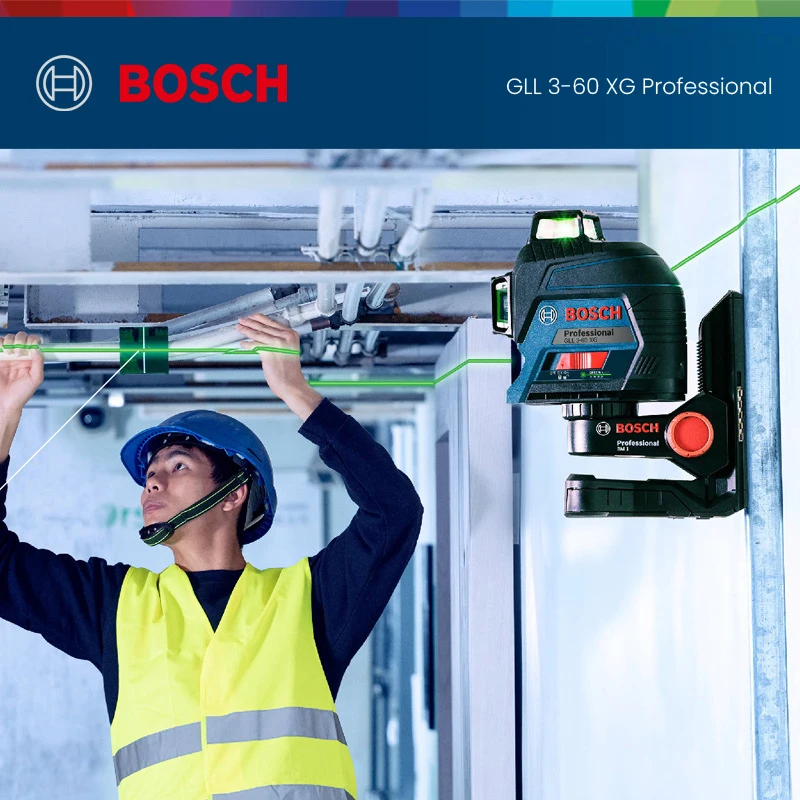 Лазерный уровень Bosch зеленое 12-линейный настенный лазерный высокоточный