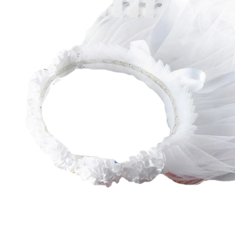 

Elegant Wedding Simple for Head Tulle for Flower Girls Decor with Pleated Flower 066C