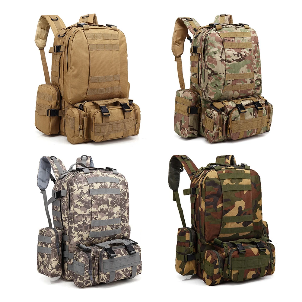 

55L Nylon Outdoor Molle Backpack D-shaped Hook Camouflage Sport Camping Travel Hiking Trekking Fishing Hunting Rucksack