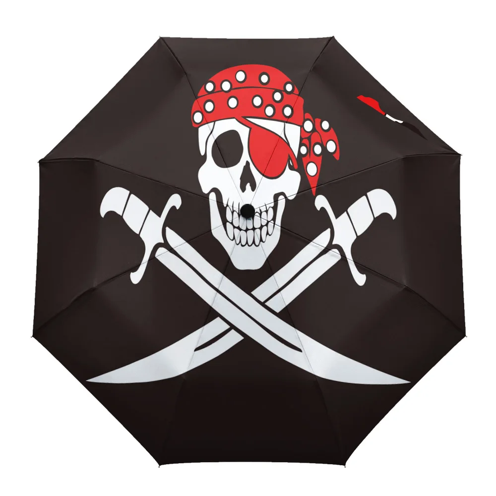 

Пиратская шляпа с черепом полностью автоматический зонтик восьмижильный зонтик складной зонт от дождя для улицы для детей женщин мужчин
