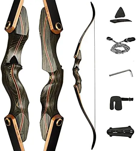 

Archery 60" Takedown Recurve Bow Traditional Bows Handmade Laminated Limbs Right-Hand/Left-Hand Riser for Hunting Practice T