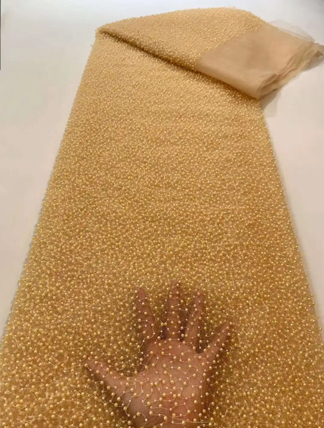 Роскошные африканские блестки цвета шампанского кружевная ткань 2023 нигерийская