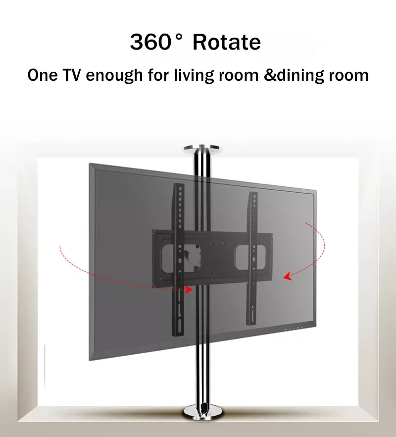 

BG11 NEW 360 Rotate 23-65 Inch Stainless Steel LCD TV Stand Mount Bracket in Partition Wall Height Adjust 86-114cm