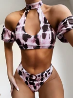 bikini short sleeve turtleneck swimming suit for women bathing suit high waist 2 peice set mama bikini set sexy swimwear