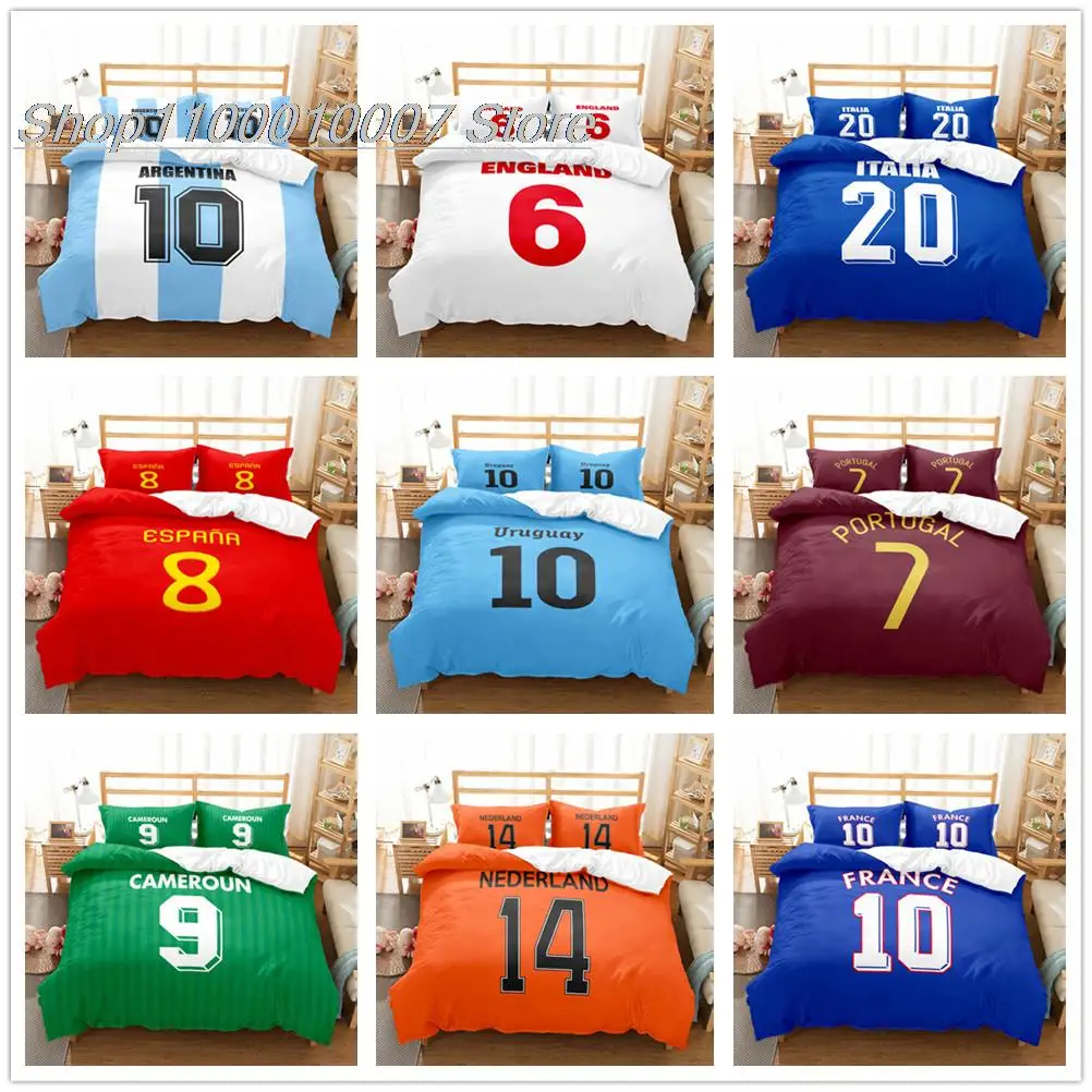 

National Soccer Team Core Player Number Duvet Cover Set EU Single Double King US Twin Full Queen Size Bedclothes