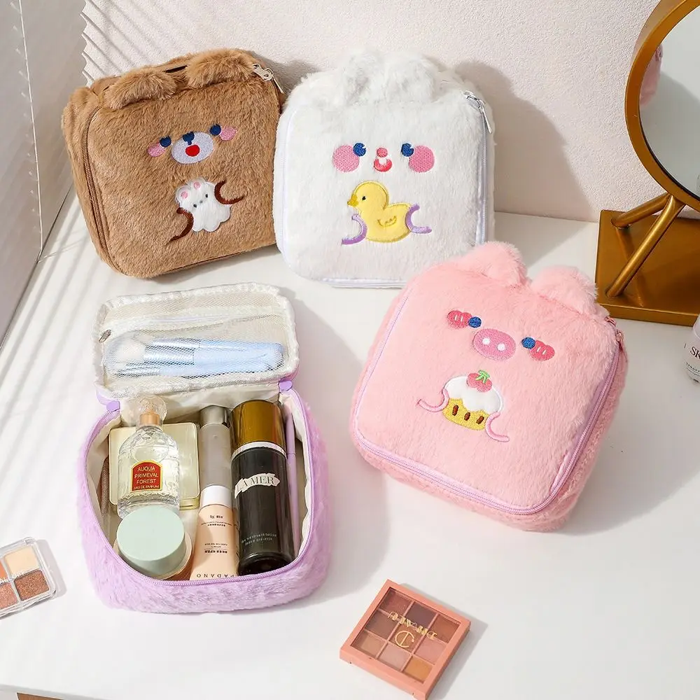 

Kawaii Plush Square Stationery Storage Bag Large Capacity Portable Cosmetic Case Girl Toiletries Bag Rabbit Korea Pen Box