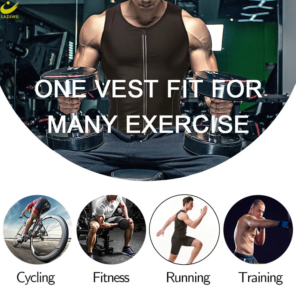 LAZAWG Sauna Vest for Men Weight Loss Tank Top Sweating Top Slimming Sleeveless Body Shaper Fat Burner Sportwear Fitness