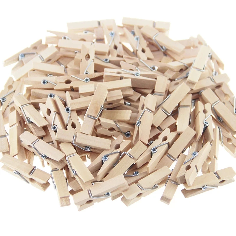 

20pcs 25mm Mini Wooden Clips Dty Craft Supplies Wood Clips For Photo Paper Peg Postcard Clips Wedding Decor Office File Clips