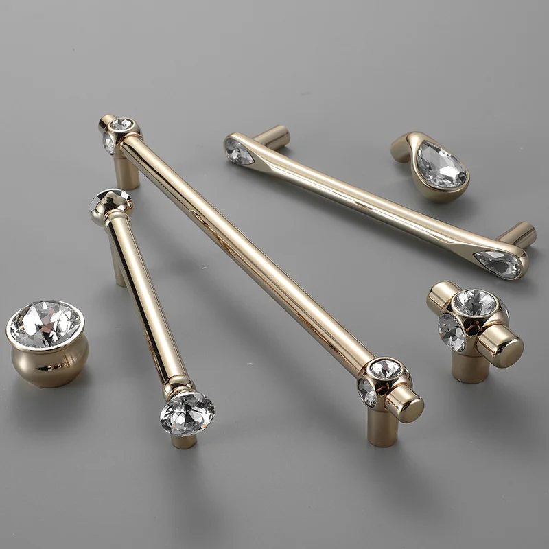 Роскошная хрустальная металлическая ручка для выдвижного ящика двери мебели